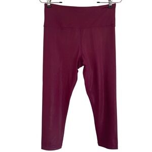 Zyia Active Burgundy Metallic Capris Leggings Women Size 8-10 High Rise Workout‎